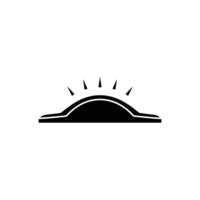 Rising Sun Black Silhouette On Transparent Background Icon Style Design vector
