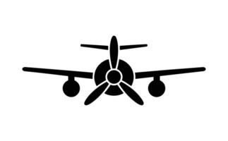 Black and White Airplane Silhouette with Propeller and Spherical Landing Gear Visible Frontally vector