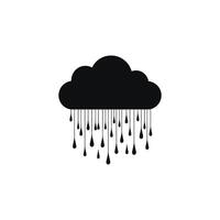 Black Silhouette Cloud Icon with Dripping Raindrops on Transparent Background vector