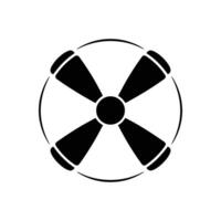 Black Life Preserver Icon with Four Sections and Outer Ring on White Background vector