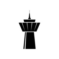 Black Silhouette of Tower with Spire, Observation Deck, on White Background vector