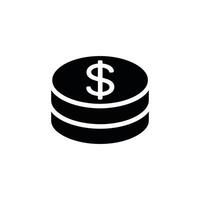 Stack of Black Coins with Dollar Sign Icon on Transparent Background vector