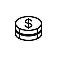 Stack of Coins Icon with Dollar Sign on Transparent Background, Finance Symbol vector
