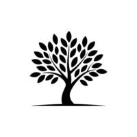 Isolated Black Tree with Simple Leaf Shape on White Background Design vector