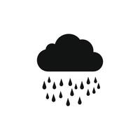 Rainfall Icon with Transparent Backdrop, Isolated Cloud with Falling Drops, Simple Style vector