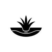 Silhouette of Plant Growing from the Ground with Visible Roots on White Background vector