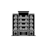 Minimalist Black Icon of an Apartment Building with Balconies on Transparent Background vector