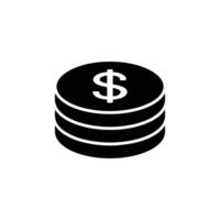Stacked Dollar Coins Icon Isolated on White Currency Concept Design Element vector