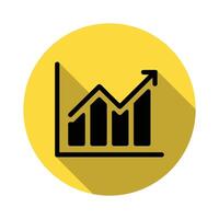 Black Financial Growth Chart Icon Ascending Upwards on Yellow Circle Background vector