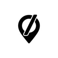 Black map pin symbol with slash mark on white transparent background easy to use design vector