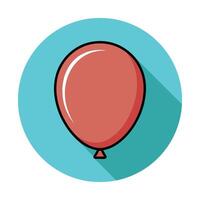 Cartoon Style Red Balloon on a Light Blue Circle Background with Long Shadow vector