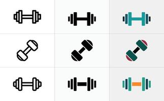 Dumbbell Icon Set, Fitness Equipment, Gym Weights, Different Styles Dumbbell on White vector