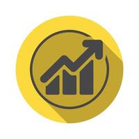 Upward Graph Trend in Circular Yellow Button Investment and Growth Icon vector