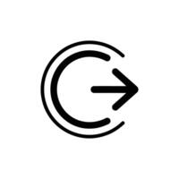 Black Arrow Pointing Right Emerges from Double Curved Line, Signifying Exit or Redirect vector