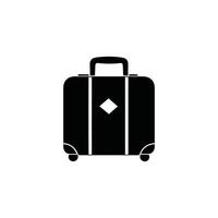 Isolated Black Suitcase Icon with Wheels and a Handle on a Transparent Background vector