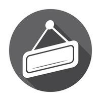 White Hanging Sign Board Icon on Grey Circle with Shadow Effect vector