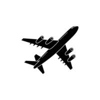Black Jet Aeroplane Silhouette with Four Engines on Transparent Background vector