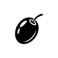 Glossy Olive Berry Fruit With Stem Silhouette on Transparent Background Design vector