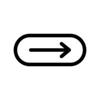Black Outline of a Rounded Button with a Horizontal Arrow Pointing Right vector