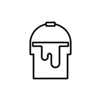 Paint Bucket Outline Icon with Dripping Paint on Transparent Background Design vector