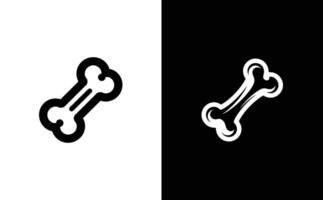 Bone Outline Symbol, Black Rounded Edges, Cartoonish Design, Veterinary Element vector