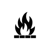 Fire Flames Igniting with Bricks in Black Silhouette on Transparent Background vector
