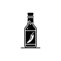 Isolated silhouette bottle with chili label and transparent background vector