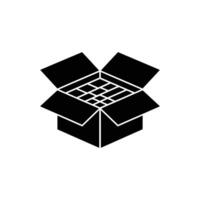 Open Box, Top View, Parcel, Shipping Container with Black Color on Transparent vector
