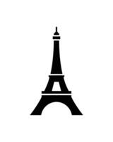 Silhouette of Eiffel Tower Famous French Landmark Icon Against White Background, Minimalist Design vector
