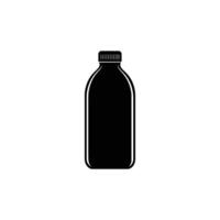 Black Silhouette of Plastic Bottle with Threaded Cap on Transparent Background vector