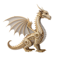 Steampunk Mechanical White Dragon 3D Render png