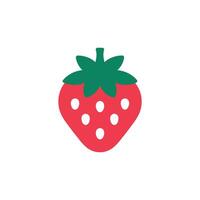 Red Strawberry with Green Leaves Isolated on White Background vector