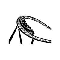 Black and White Rollercoaster Car Navigating an Elevated Curved Track with Support Beams vector