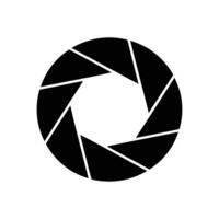 Black and White Aperture Diaphragm Icon with Triangular Opening on a Plain Background vector