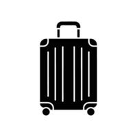 Solid Black Suitcase with Handle and Wheels Travel Essential Depicted in Silhouette vector