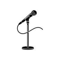 Black and White Illustration of a Microphone on a Stand with a Cable vector