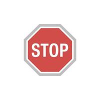 Red Stop Sign Graphic, Octagon Shape, White Letters and Border on White Background vector