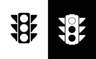 Traffic Lights Icons with White and Black Color on the White and Black Background vector