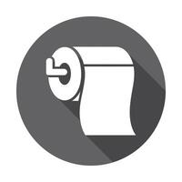White Toilet Paper Roll with Holder, on a Gray Circular Background with Shadow vector