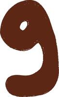 Hand-Drawn Style Typography Number Nine vector