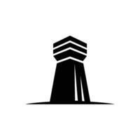 Black Abstract Tower Logo with Chevron Pattern Design on White Background vector