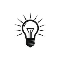 Shining Bulb Icon with Rays on Transparent Background Symbolizes Idea Design vector