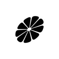 Black and White of Slice of Citrus Fruit Cut into Segments vector