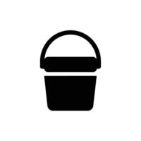 Black Plastic Bucket with Handle. Transparent background, Simple Design vector
