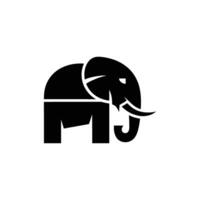 Geometric Elephant Logo Black and White Stylized Design Featuring a Bold Initial vector