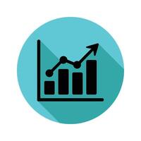 Cyan Circle with Black Bar Graph Showing Upward Trend in Business Growth vector