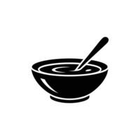 Soup Bowl Silhouette with Spoon in Transparent Background Design vector