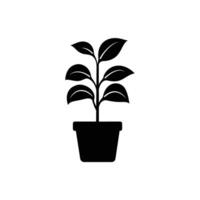 Silhouette of potted plant with leaves on a transparent background design vector