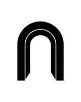 Black Double Archway Logo, Minimalist Rounded Portal Design on White Background vector