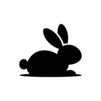 Silhouette of a Sitting Rabbit, Isolated on White Background, Flat Icon vector